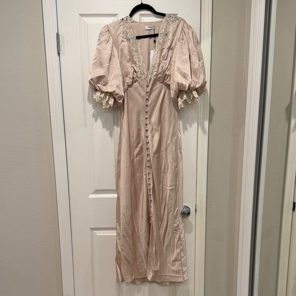 Rumored Blush Maxi Dress with Lace Details